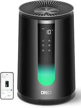 DREO Smart Air Purifier for Home, AHAM VERIFIDE Air Cleaner for Bedroom, Pets, Smoke, Dust, Pollen & Odors, Wi-Fi/Voice/Alexa, PM2.5 Monitor, Auto, Turbo, HEPA Sleep Mode, DR-HAP008S Black (Dreo 338S)