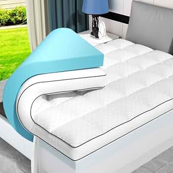 Dual Layer Memory Foam Mattress Topper, King Mattress Pad, 4 Inch