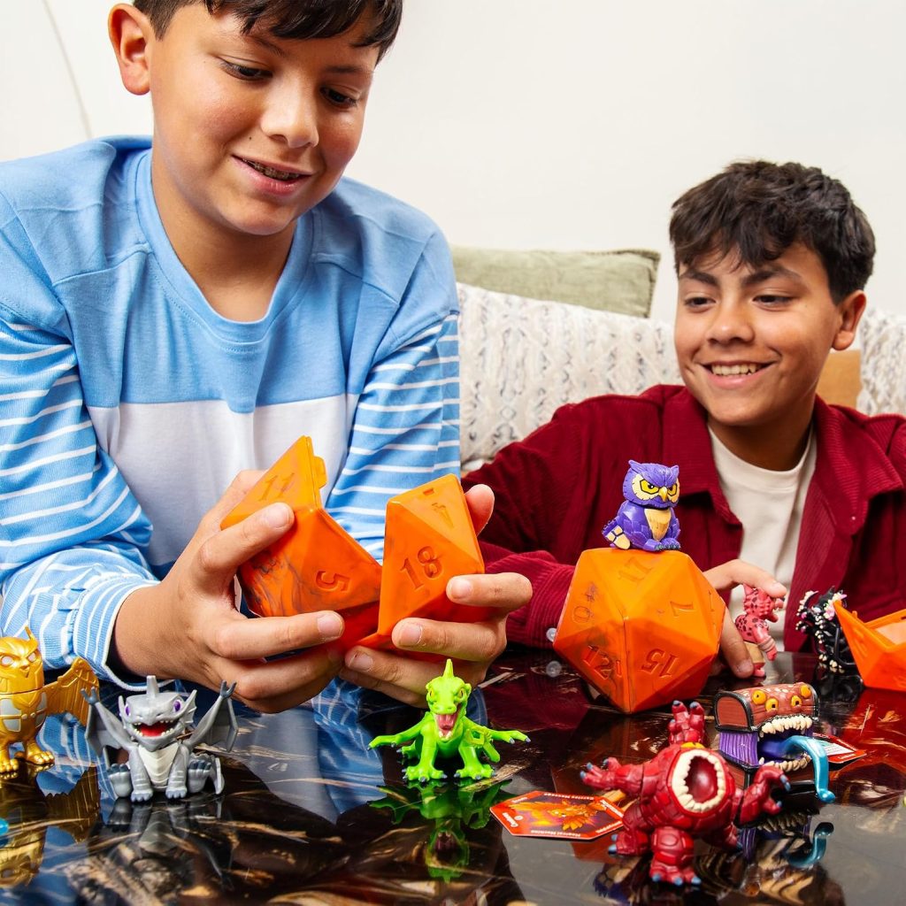 Dungeons & Dragons Questers Creature Figures 3-Pack, D&D Collectible Fantasy Toy Figures – Tiny Gelatinous Cube, Silver Wyrmling & Mimic Treasure Chest