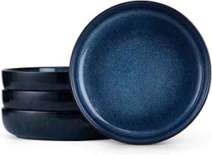 E-far Blue Pasta Bowls Set of 4, 35oz Double Reactive Glaze Stoneware