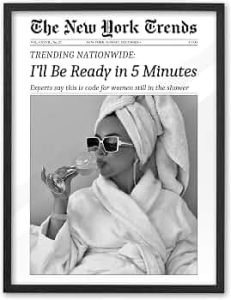 EcoHest 12×16 in I’ll Be Ready in 5 Minutes Framed Bathroom Wall Art