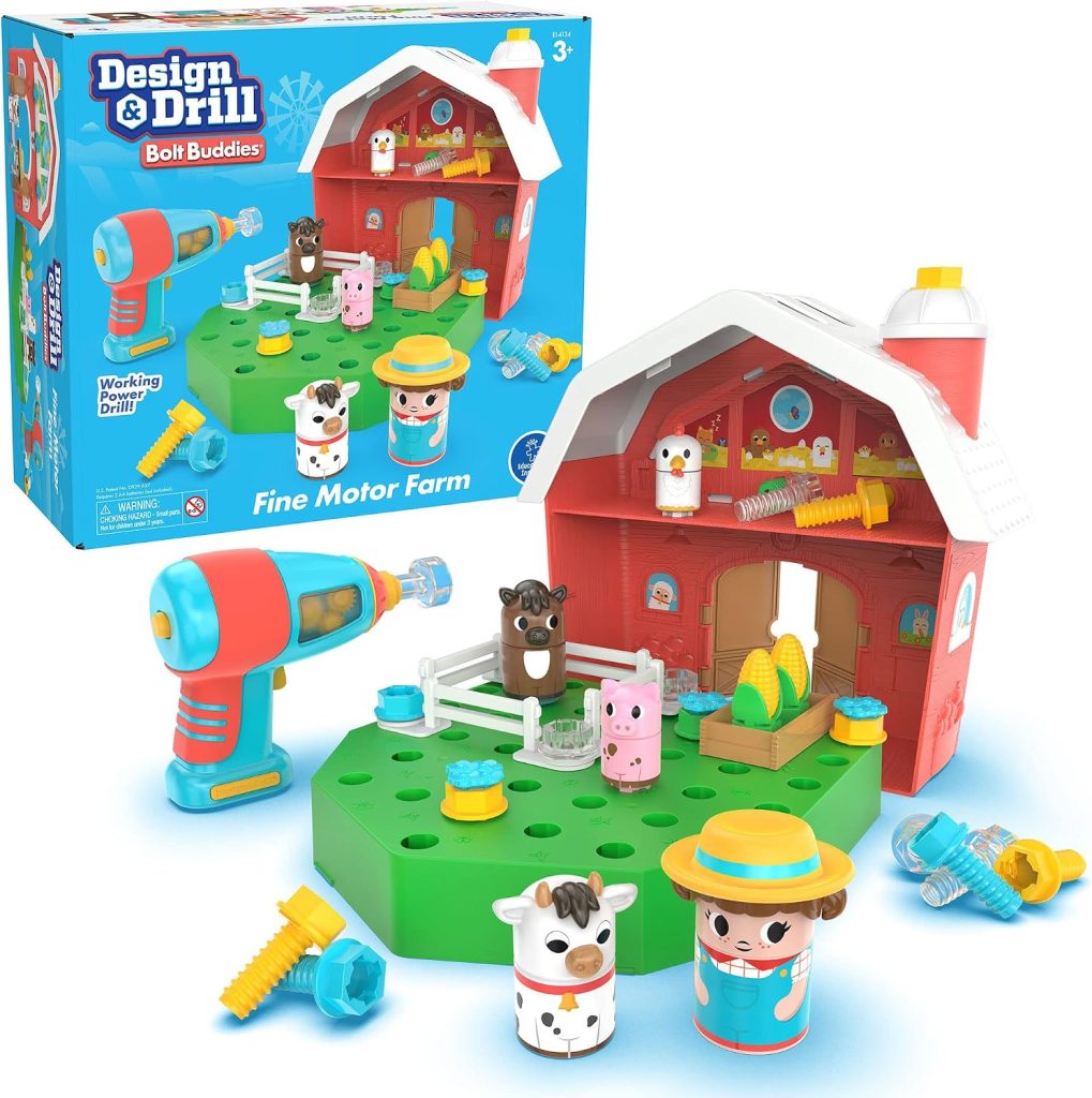 Educational Insights Design & Drill Bolt Buddies Fine Motor Farm