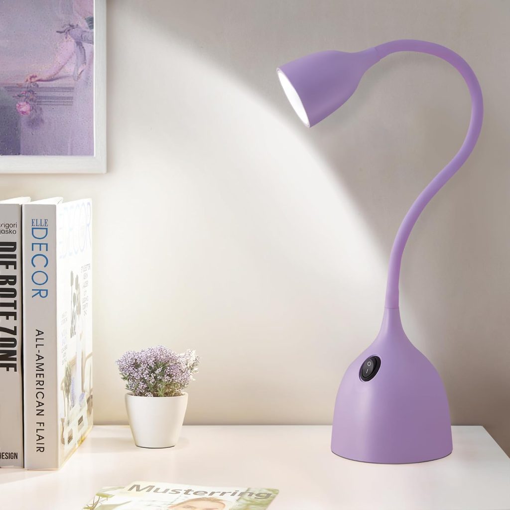 EJIAXIN Desk Lamp for College Dorm Room – LED Reading Light, Purple