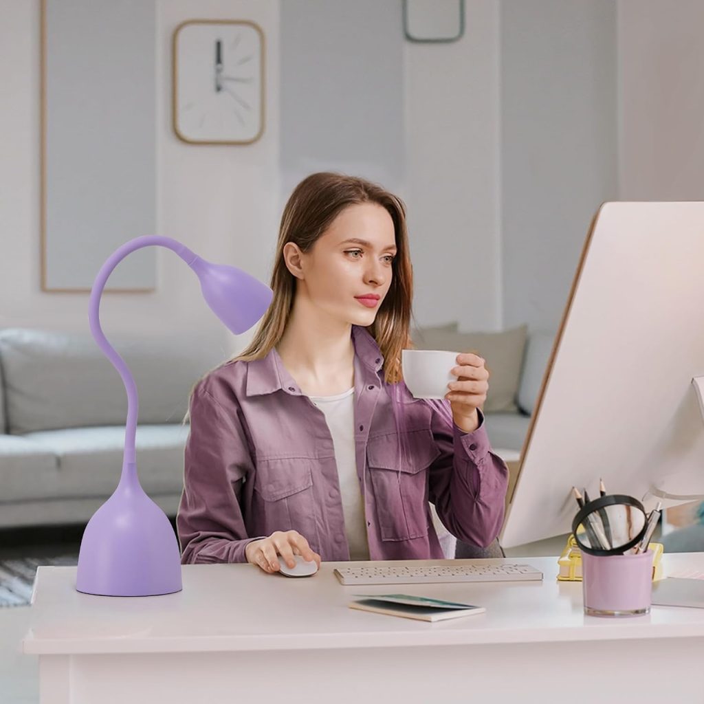 EJIAXIN Desk Lamp for College Dorm Room – LED Reading Light, Purple