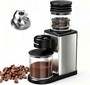 Electric Coffee Grinder for Home & Office: Smart Conical Burr coffee grinder with 25 Precision Grind Settings & 120g Expandable Bean Hopper – Anti-Static Design & Quiet & Durable for Multi-Cup Brewing