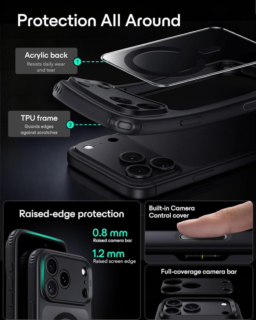ESR Classic Hybrid for iPhone 18 Pro Max/17 Pro Max Case, Clear Black