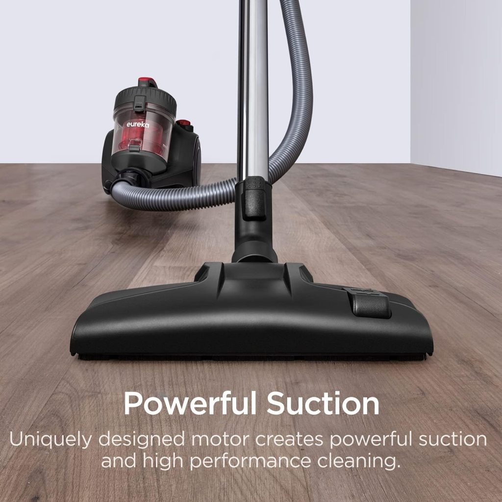 Eureka Bagless Canister Vacuum Cleaner, Lightweight Vacuum for Home, Red