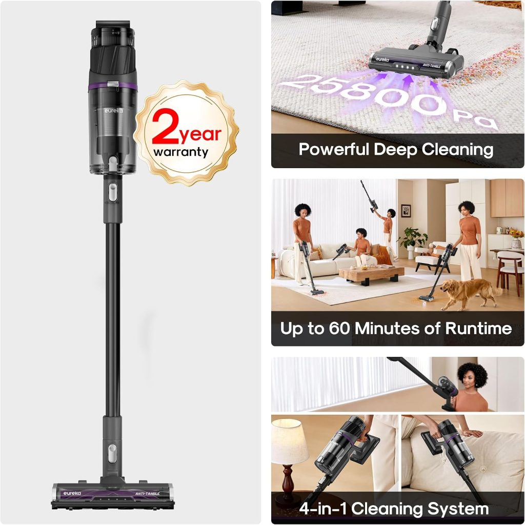 Eureka ReactiSense 350W Anti-Tangle Cordless Stick Vacuum, NEC440BK