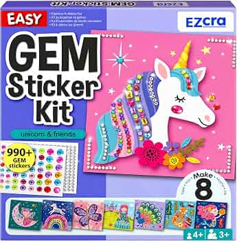 EZCRA Gem Sticker Kit for Kids – 990+ Stickers, 8 Unicorn Princess Themes