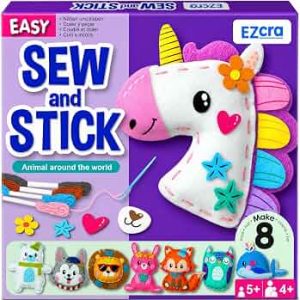 EZCRA Unicorn Sewing Kit for Kids Ages 4-8 – 8 Beginner Projects