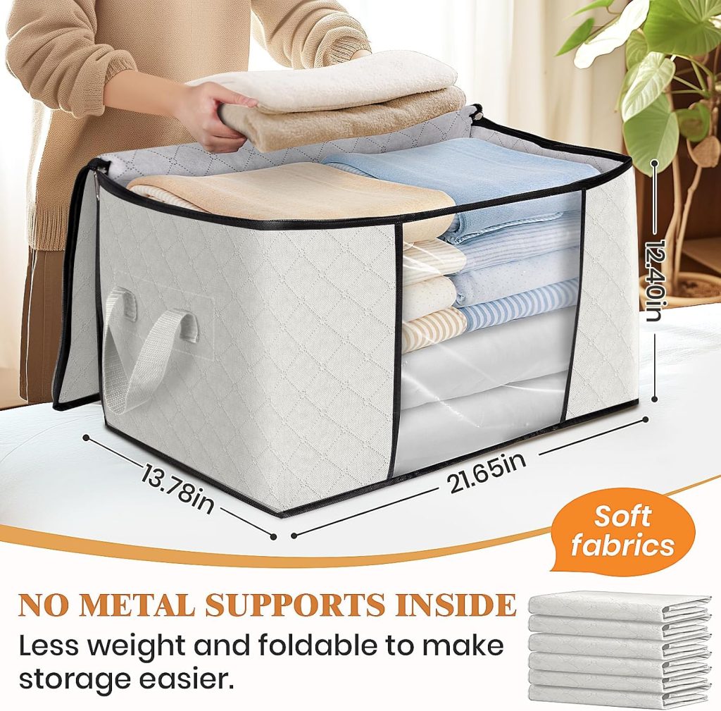 Fab totes 6 Pack Storage Bags for Clothes Blanket Storage Bins with Lids