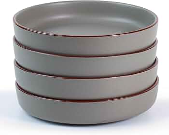 famiware Mercury Pasta Bowls Set of 4, 33 oz Large Salad Bowls, Dark Gray