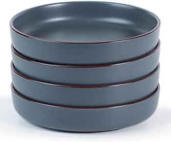 famiware Mercury Pasta Bowls Set of 4, 33 oz Large Salad Bowls, Charcoal