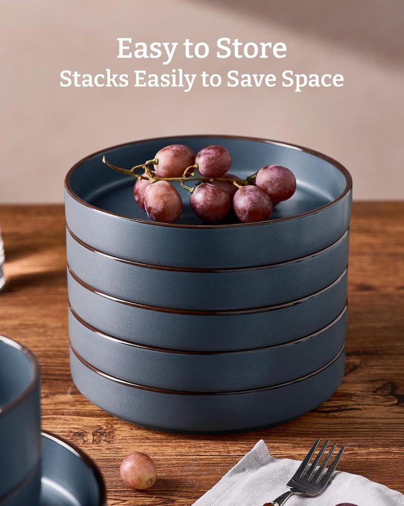 famiware Nebula 8.1″ Bowls Set, Pasta Bowls Set of 4, Charcoal