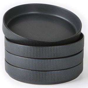famiware Star 8.25″ Pasta Bowls Set of 4, Bowl Plates, Matte Dark Charcoal