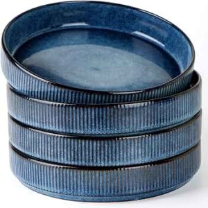 famiware Star 8.25″ Pasta Bowls Set of 4, Bowl Plates, Nebulas Blue
