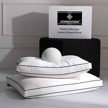 Feather Down Pillows Queen Size Set of 2 with Gusset, Luxury Hotel Collection Bed Pillow 2 Pack, Down Surrounded Gusseted Pillows for Sleeping, Soft for Side, Back Sleepers 20×30 in.