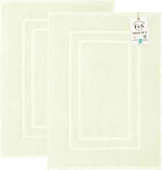 Feather & Stitch 100% Cotton Bath Mats 2 Piece 30×21 Inches, Frost