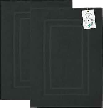 Feather & Stitch 100% Cotton Bath Mats 2 Piece 30×21 Inches, Charcoal
