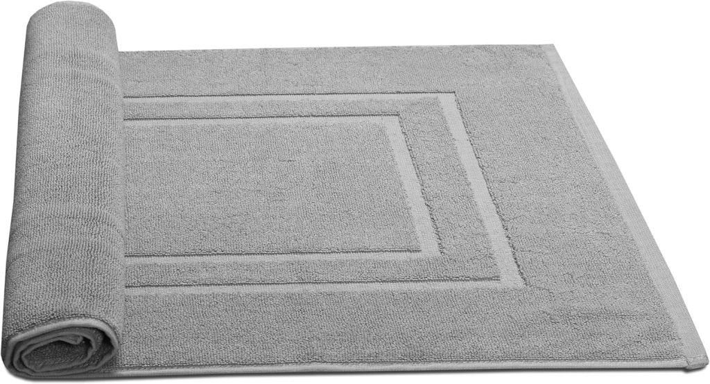 Feather & Stitch 100% Cotton Bath Mats 2 Piece 30×21 Inches, Dark Grey