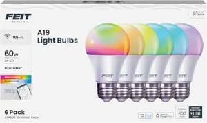 Feit Electric Smart Light Bulbs, A19 RGBW Color Changing – 60W Eq – 6 Pack