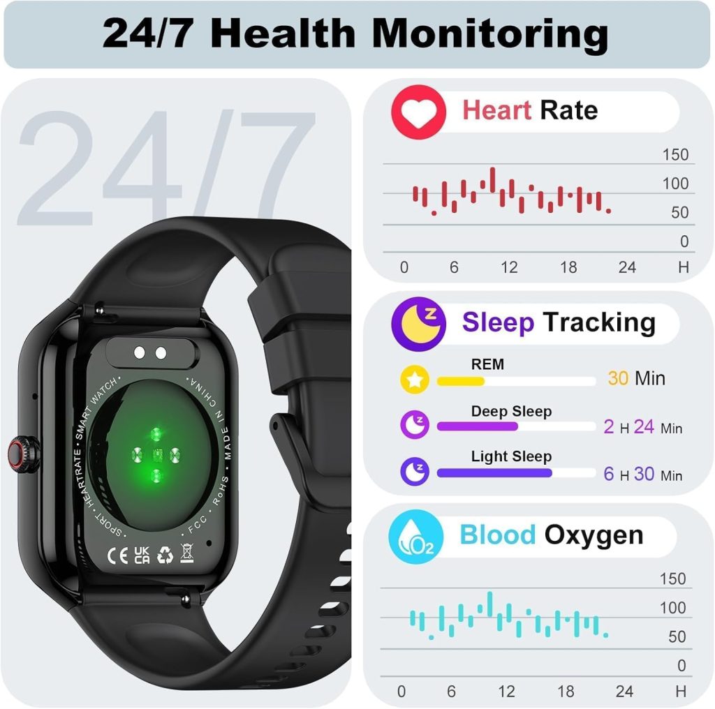 Fempoin Smart Watch for Women Men (Answer/Make Call),1.96″ SmartWatch, Fitness Watch with 100+ Sport Modes, IP68 Waterproof, Pedometer, Heart Rate/Sleep Monitor, Activity Tracker for Android iOS