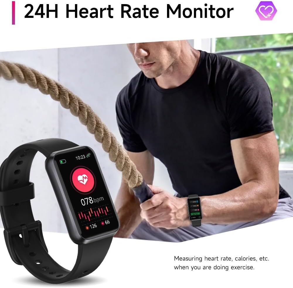 Fitness Trackers,Heart Rate Blood Oxygen Sleep Monitor,1.47‘’ OLED Display,Calorie Pedometer Steps Counter Activity watchs,Smart Band 24/7 Health Monitoring(Black)