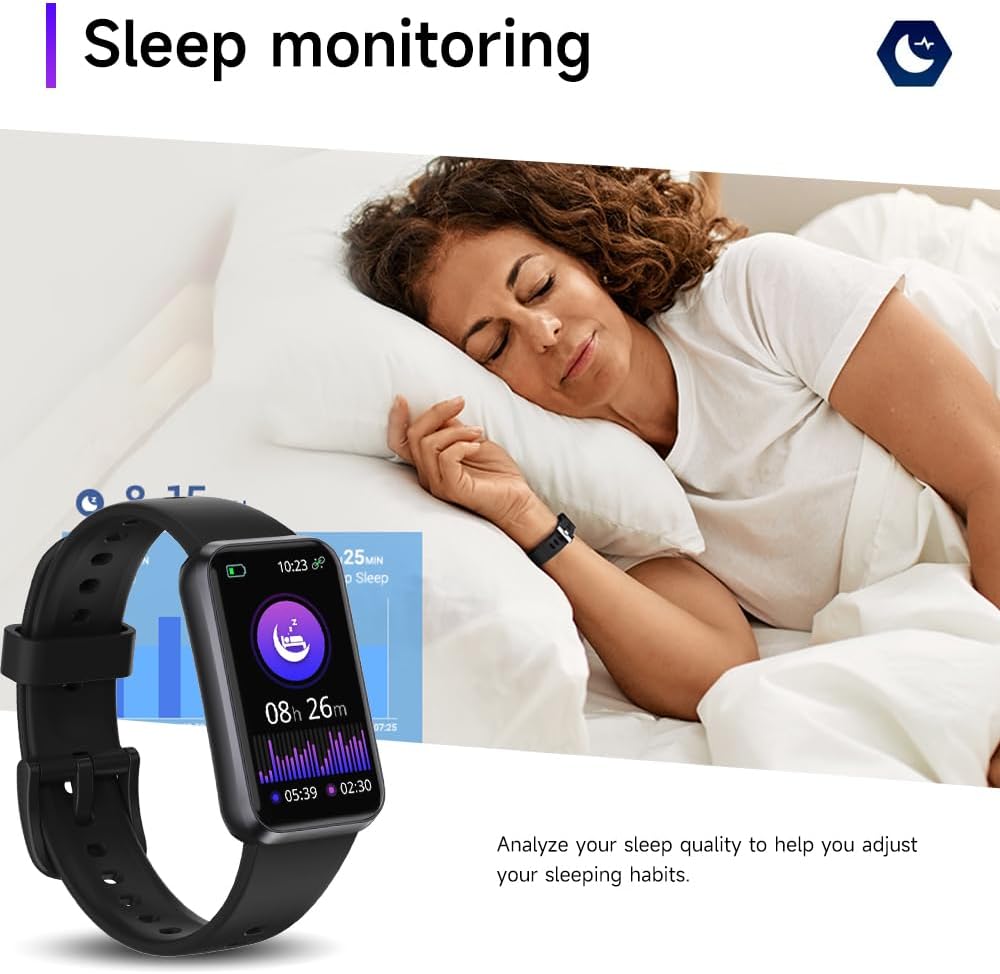 Fitness Trackers,Heart Rate Blood Oxygen Sleep Monitor,1.47‘’ OLED Display,Calorie Pedometer Steps Counter Activity watchs,Smart Band 24/7 Health Monitoring(Black)