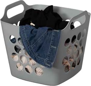 Flexible Plastic Laundry Basket – Square Storage Hamper with Side Handles for Easy Carrying – Versatile Organizer for Laundry, and Household Storage, 28 Litter Gray