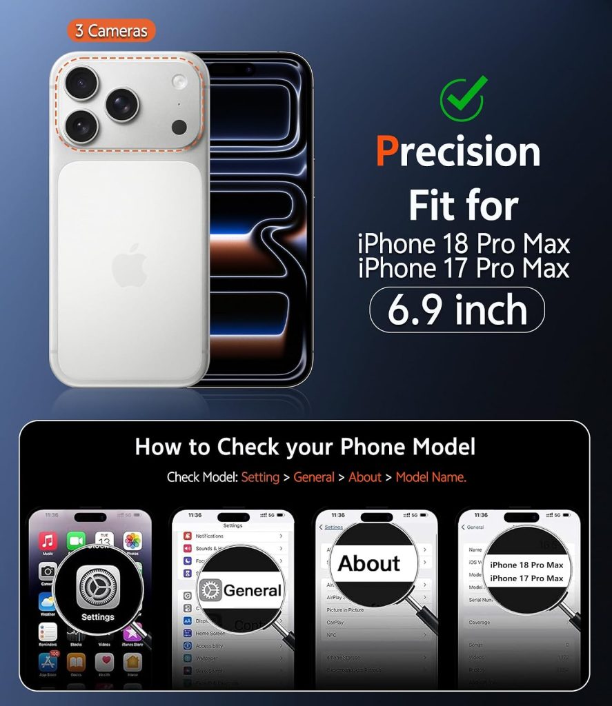 FNTCASE for iPhone 18 Pro Max Case / 17 Pro Max Clear Case Fit for Magsafe