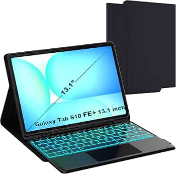 for Galaxy Tab S10 FE+ 13.1 inch Case with Keyboard – 7 Color Backlit Detachable Tablet Keyboard Cover with Touchpad – Tab S10 FE Plus 13.1″ 2025 Samsung Keyboard Case with S Pen Holder Black