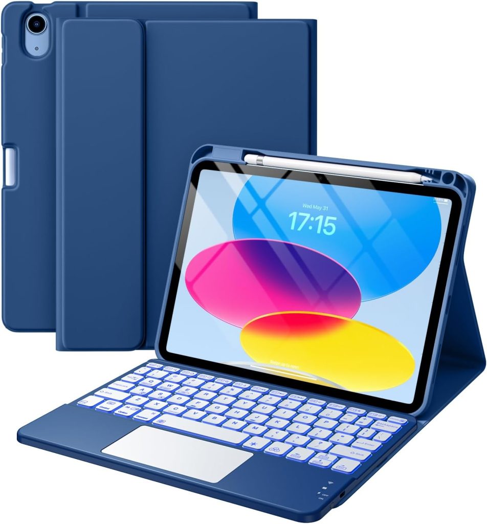 for iPad A16 11th/10th Generation Case with Keyboard, Folio Cover