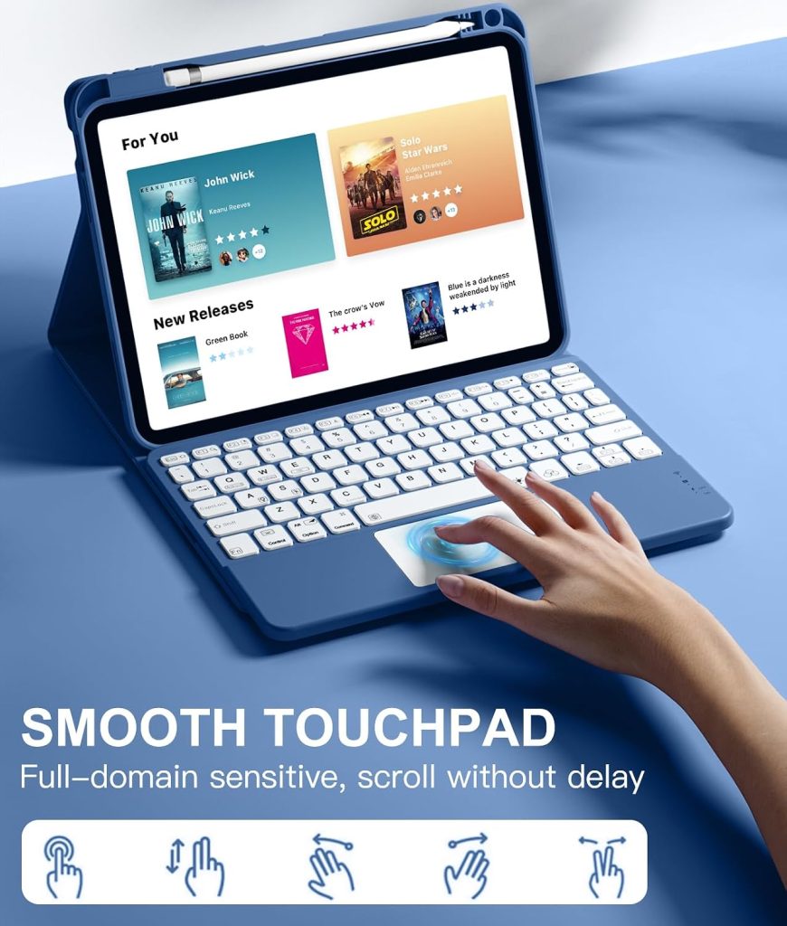 for iPad A16 11th/10th Generation Case with Keyboard, Folio Cover