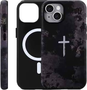 for iPhone 15 Case – Wireless Charging for MagSafe, Dual-Layer Design (Outer Hard PC Shell + Inner Soft TPU Shell), Shockproof Protective Case Suitable for Girls – Cross Pattern