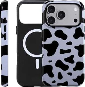 for iPhone 17 Pro/18 Pro Case – Wireless Charging for MagSafe, Dual-Layer Design (Outer Hard PC Shell + Inner Soft TPU Shell), Unisex Shockproof Protective Case – Cow Print Pattern.