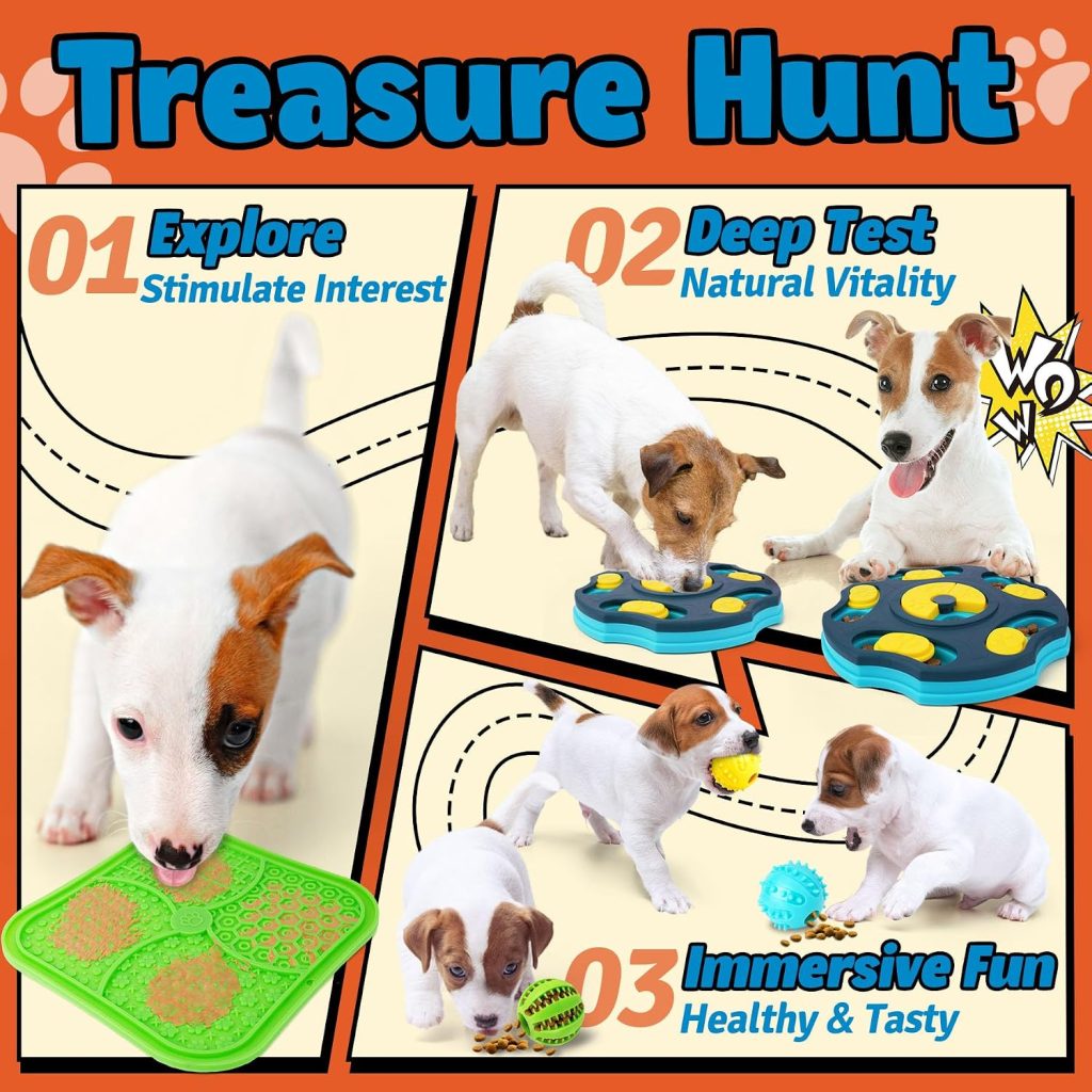 Forfon 9 Pack Dog Enrichment Toy Set with Puzzle Toy & Lick Mats