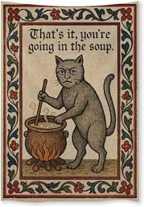 FoxUncle Weird Medieval Cat Tapestry Vintage Medieval Cat Aesthetic Wall Art Funny Quirky Animal Wall Decor 40 x 60 inches Home Decor for Living Room Hallway Bedroom