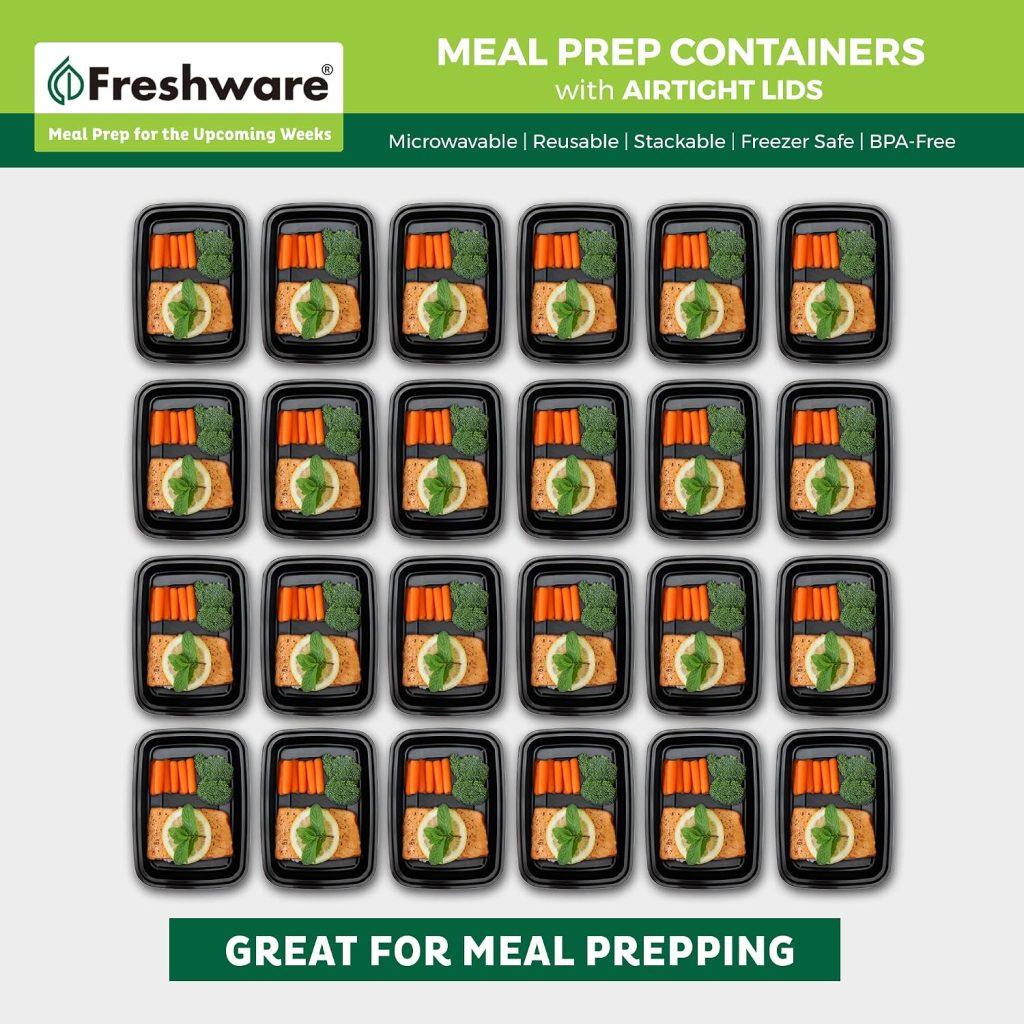 Freshware Meal Prep Containers [50 Pack] 16 oz Food Containers with Lids