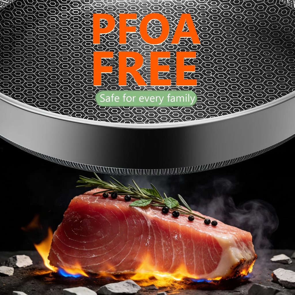 Frying Pans, 12-inch Hybrid Frying Pans Stainless Steel Skillets, Dishwasher & Oven-Safe, Stay-Cool Handle, PFOA Free Cookware, Compatible with All Cooktops