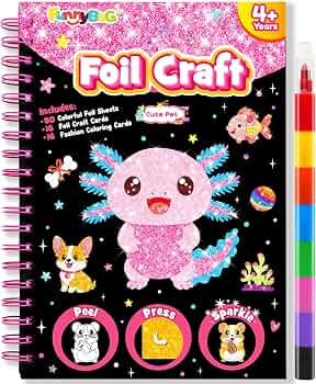 FUNNYB&G Foil Art Craft Kit for Kids, Cute Pet Birthday Gift Toy for Girls