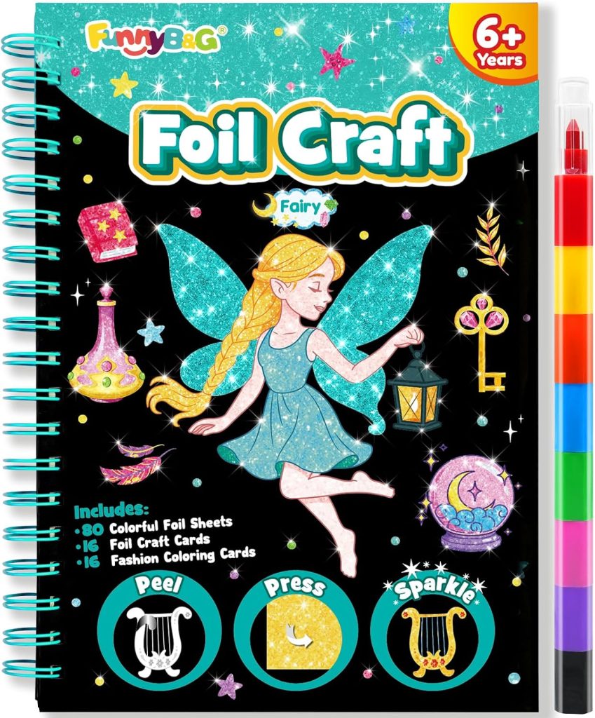 FUNNYB&G Foil Art Craft Kit for Kids, Fairy Birthday Gift Toy for Girls