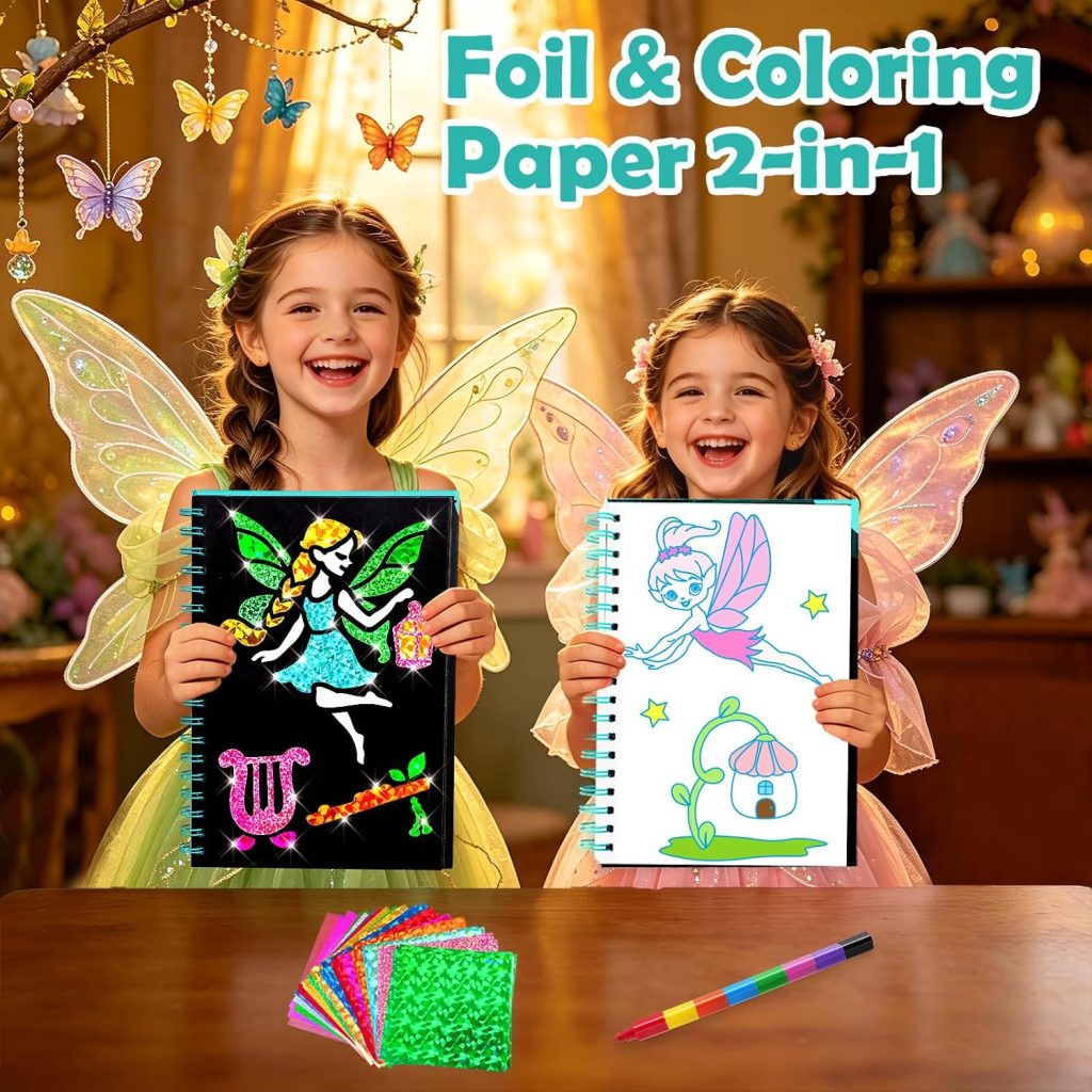 FUNNYB&G Foil Art Craft Kit for Kids, Fairy Birthday Gift Toy for Girls
