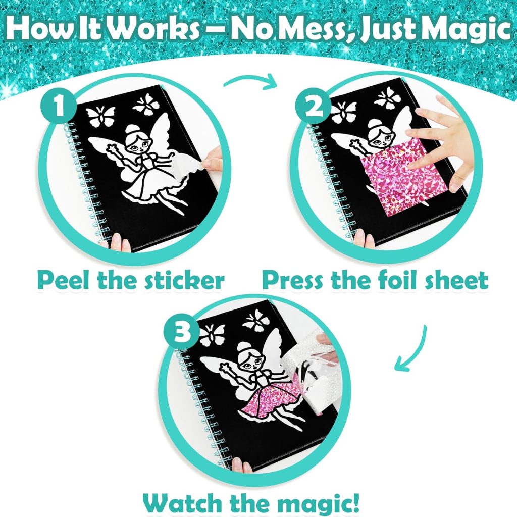 FUNNYB&G Foil Art Craft Kit for Kids, Fairy Birthday Gift Toy for Girls