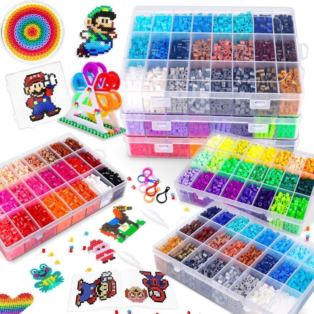 FUNZBO 15000 5mm Fuse Beads Kit for Craft Gifts – 72 Colors | 66 Patterns