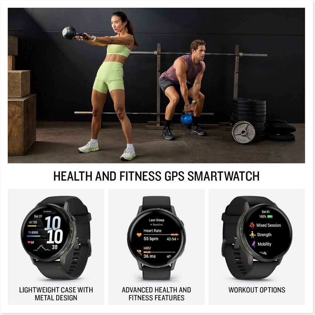 Garmin Venu® 4, Advanced Fitness Smartwatch, 45mm, Black Silicone