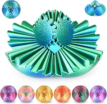 Gear Ball Fidget Toys Steampunk Gear Sphere Stress Relief for Kids Adults 3D Printed Unique Funny Birthday Gift for Christmas White Elephant Stocking Stuffer Easter (Christmas Green, Dia. 2.5″ )