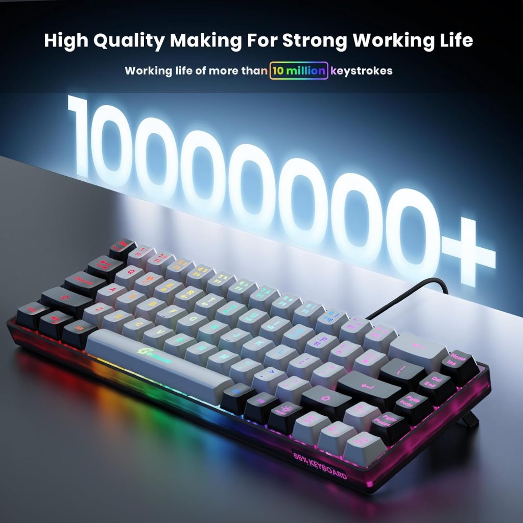 GEODMAER 65% Gaming Keyboard, Wired Backlit Mini Keyboard, Ultra-Compact Anti-Ghosting No-Conflict 68 Keys Membrane Gaming Wired Keyboard for PC Laptop Windows Gamer