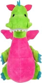 goDog Dragons Pudge Potbelly Plush Dog Toy with Chew Guard Technology, Durable Fabric & Squeaker for Active Play, Green, Medium