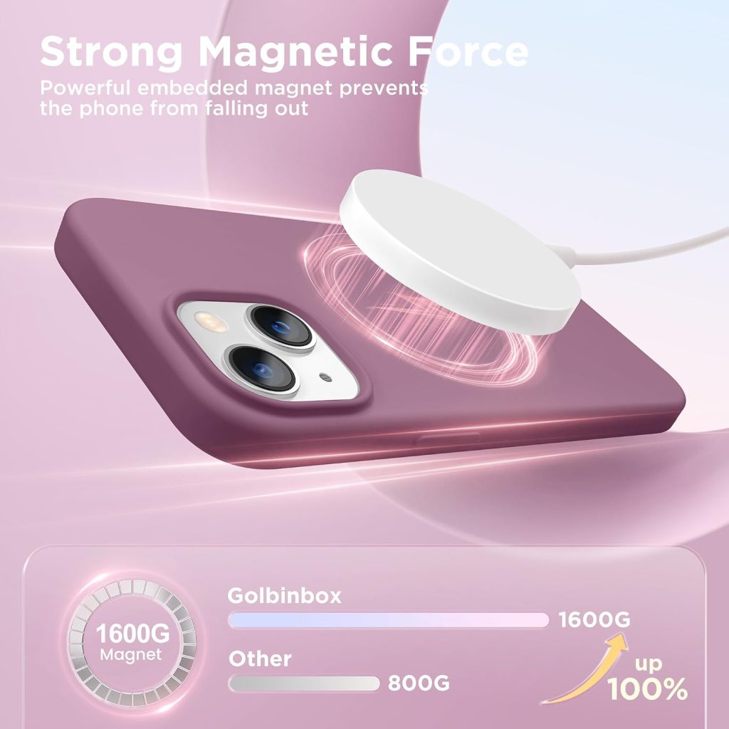 GolbinBox Magnetic for iPhone 15 Case, Silicone Cover, Blackcurrant