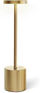 Gold Cordless Table Lamp Set, 5000mAh Rechargeable Battery Operated Desk Lamp Wireless Table Light, 3 Color Dimmable Touch Lamp for Restaurant Dining Patio, Home/Apartment Decor